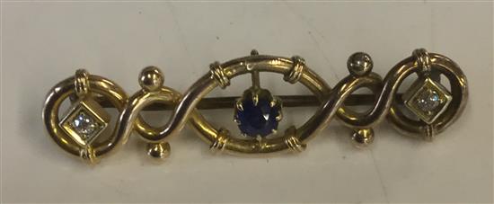 Diamond & sapphire bar brooch